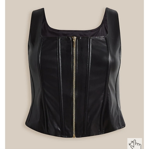 torrid Jackets & Blazers - 🆕️🖤 1X  BLACK FAUX LEATHER ZIP FRONT CORSET VEST🖤